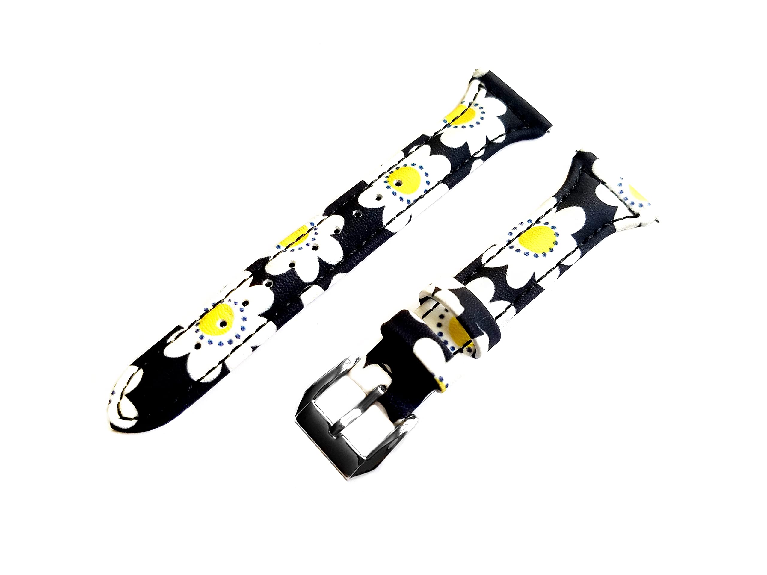 NICKSTON Daisy Floral Slim Band Compatible with Garmin Venu 2 Smartwatches Elegant Soft Leather Strap Bracelet PT22 (1. Silver Color Buckle)