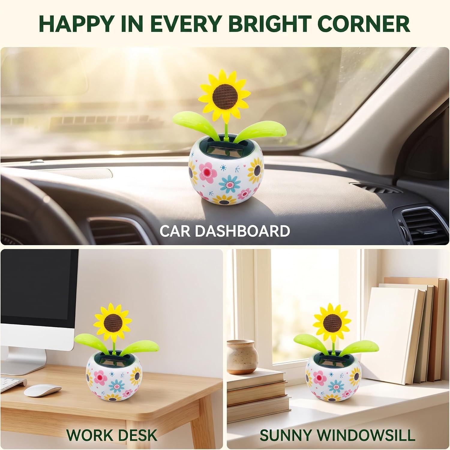 Sunflower Solar Dancing Solar Solar Dancing Flower,Solar Dancing Figurines, Solar Powered Dancing Figurines Powered Swinging Animated Dancer Car Decoration for Car Dashboard Desk Solar Power Kits