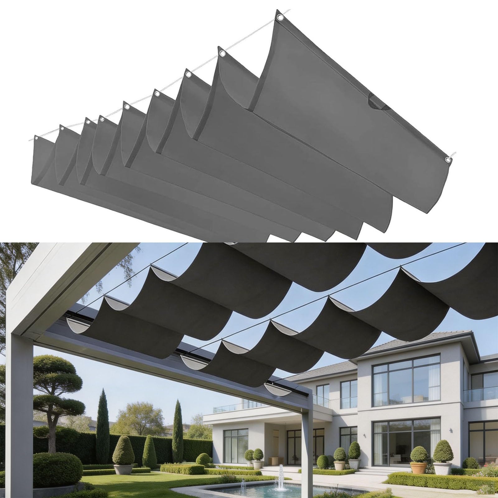 Voile d'ombrage rétractable gris pour sublimer votre terrasse de jardin