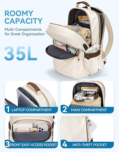 Miniatura 9 de BOSTANTEN Mochila para laptop de 15.6 pulgadas para mujeres, mochila de viaje para profesores universitarios, mochila de viaje con puerto de carga