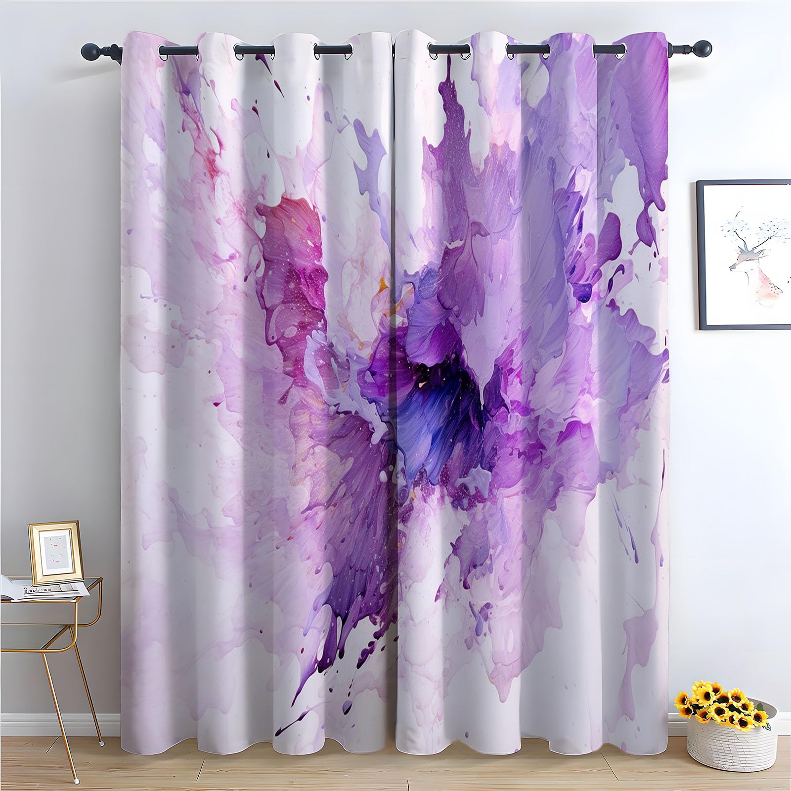 WQBQKKX Boho Abstract Line Curtains, Vintage Printed Living Room Darkening Modern Black out Curtains for Living Room Thermal Insulated Eyelet Greenery Window Treatments Drapes-52"W x 84"L (Pack of 2)