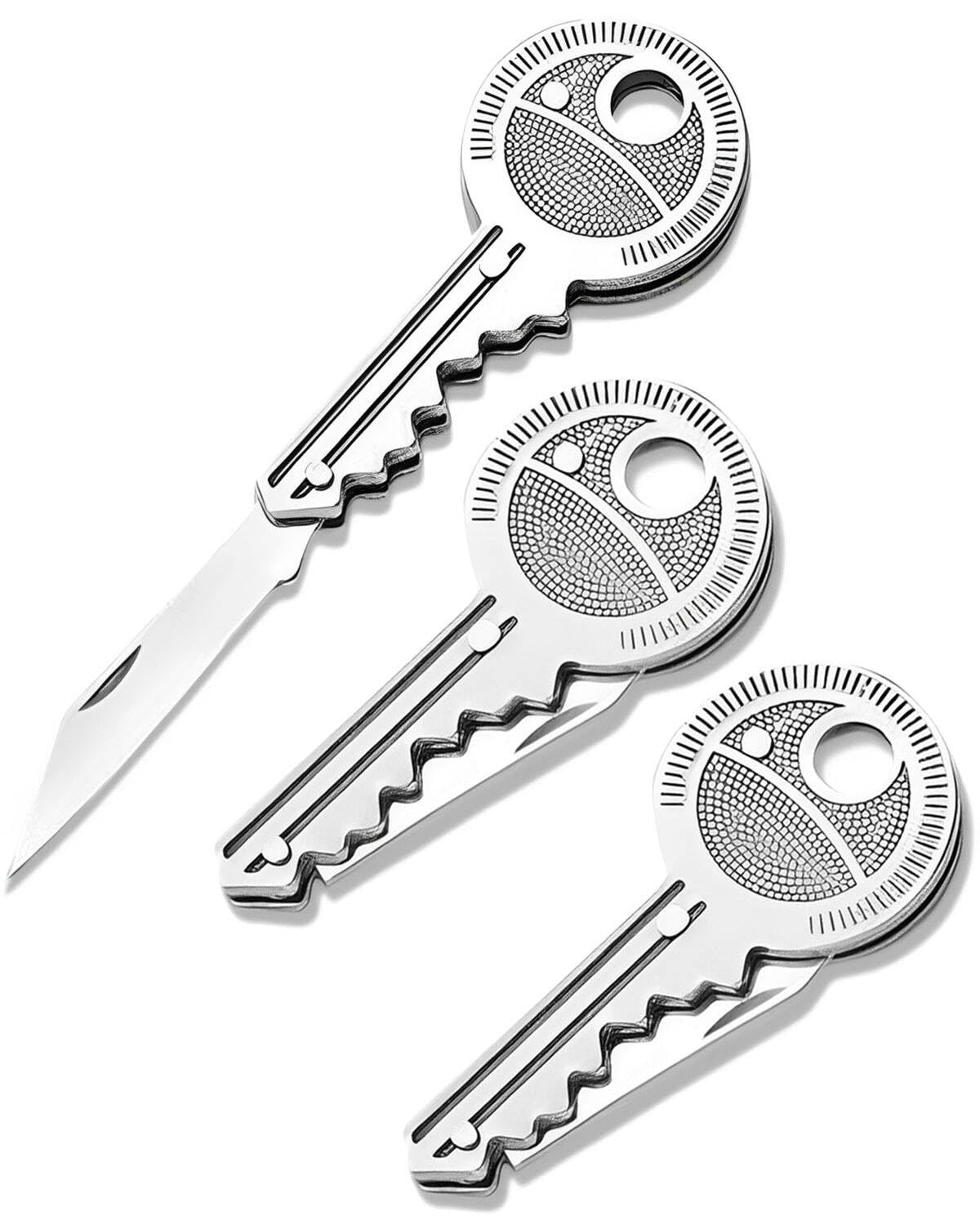 3Pcs Navajas De Bolsillo Para Acampada Y Marcha,Mini Edc Navaja De Bolsillo, Pequeña Navaja Plegable De Titanio Con Orificio Para Llavero Incorporado Para Llevar Todos Los Días