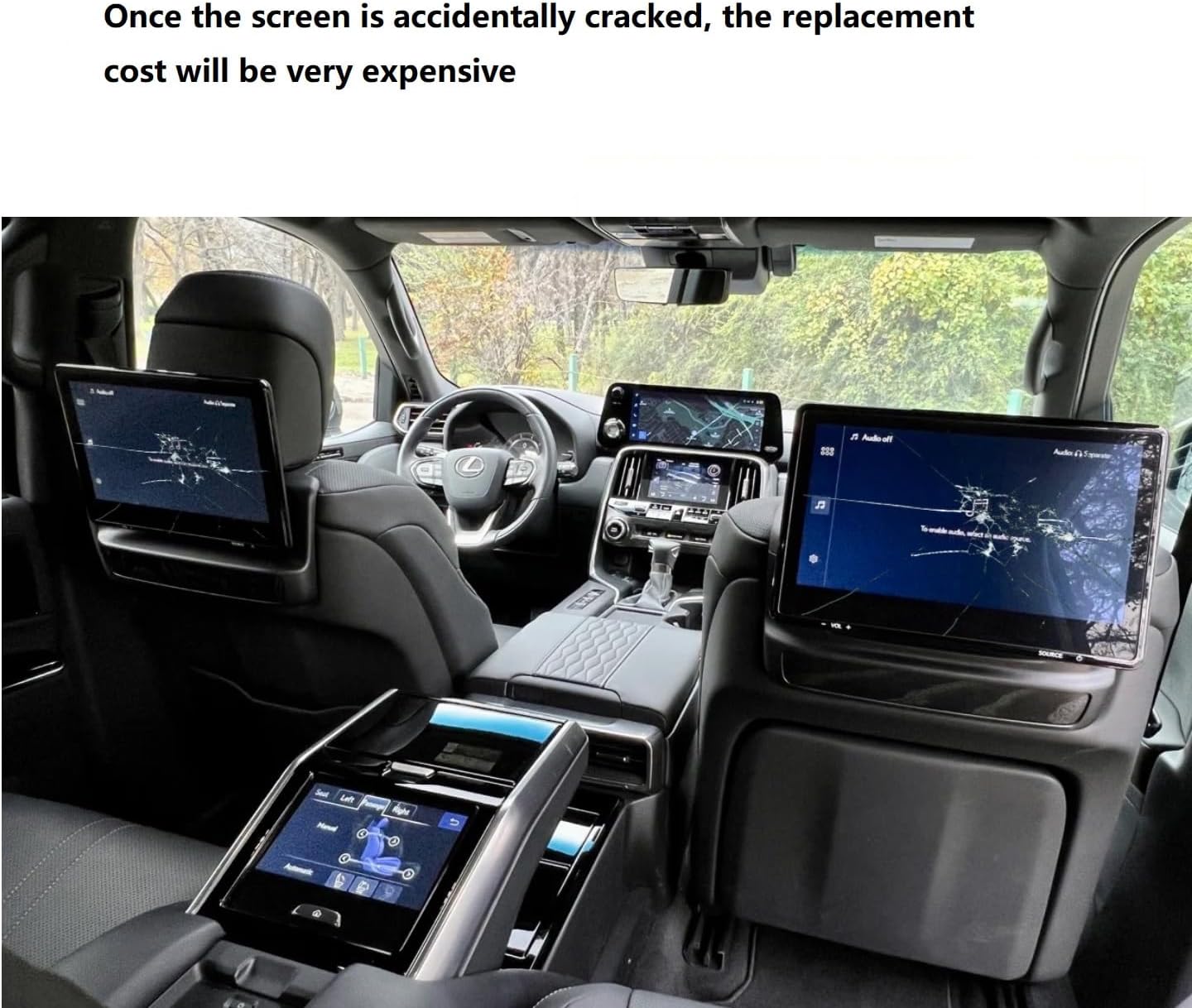 2 Pack Neoprene Rear Screen Protectors for 2023-2025 Lexus LX600 - Waterproof Dustproof Cover with Elastic Edge, Shock Absorbing for Dual Entertainment Displays
