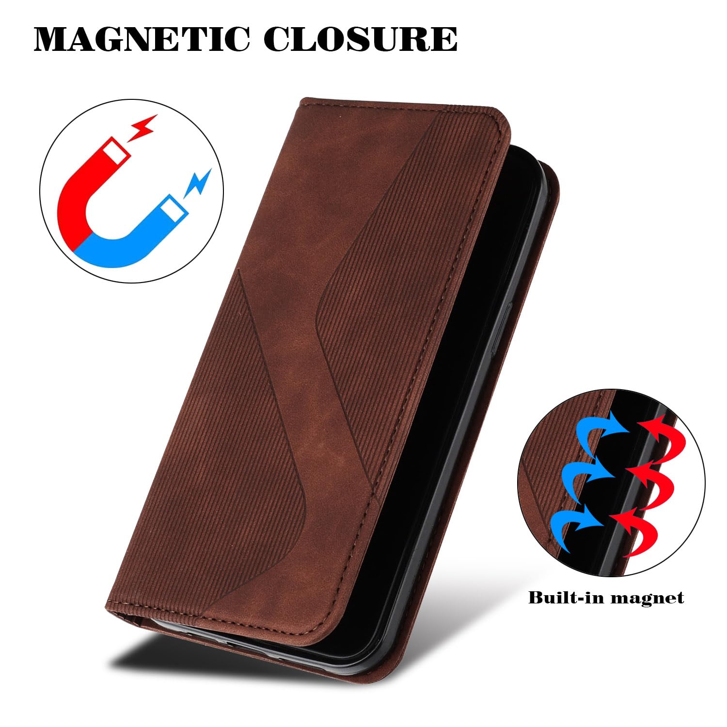 Genlision Flip Custodia In Pelle PU Premium Per Iphone 13(6.1),Custodia Sottile In Pelle Per Telefono,con Supporto Stand,Slot Per Schede E Chiusura Magnetica-Nero - Foto 12