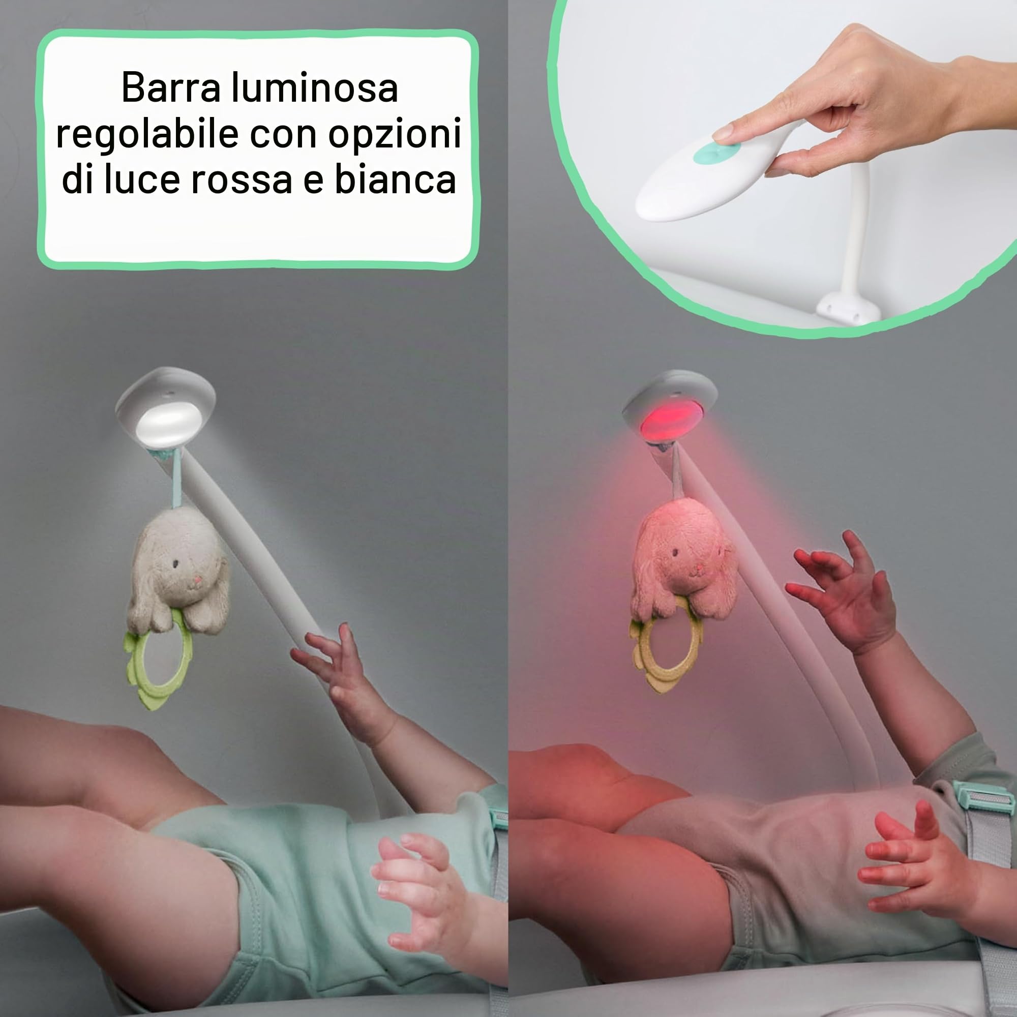 Ingenuity Day & Night Sylvi Fasciatoio con Luce Notturna Rosso, Superficie Facile da Pulire, 0+ Mesi
