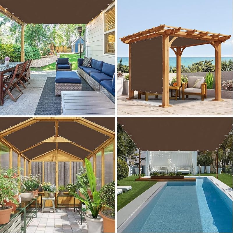 Sichtschutz Terrasse Verdicken Sie Anti-UV-Kaffeebraun-Sonnenschutznetz Gartenpflanzenabdeckung Sonnensegel Balkonterrasse Sichtschutz Balkon Sichtschutz Wetterfest(1m x 6m)