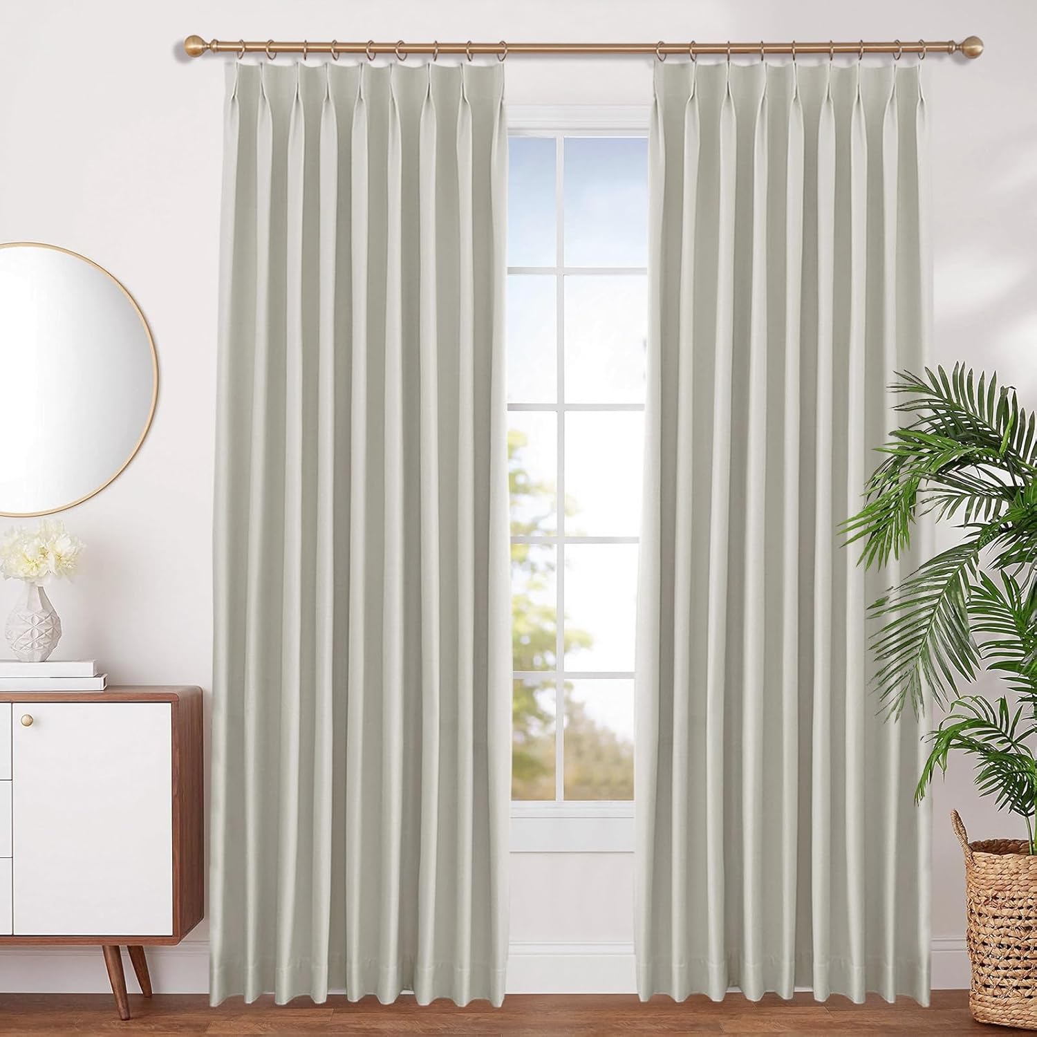 Memory Shape Pinch Pleated Drapes 96 inches Long for Bedroom Blackout Thermal Insulated Curtains 60 x 96 inches Window Treatments for Sliding Glass Door, Blue Gray, 1 Panel