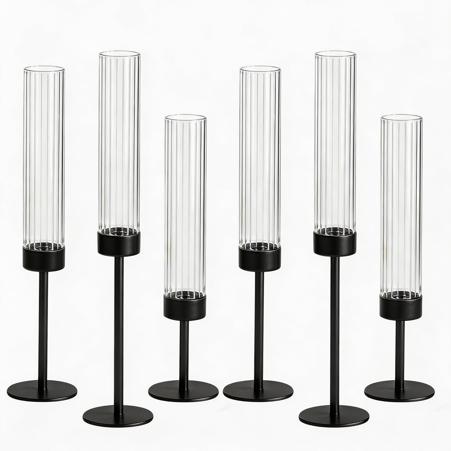 Hurricane Glass Candle Holder, Vintage Taper Candlestick Holders