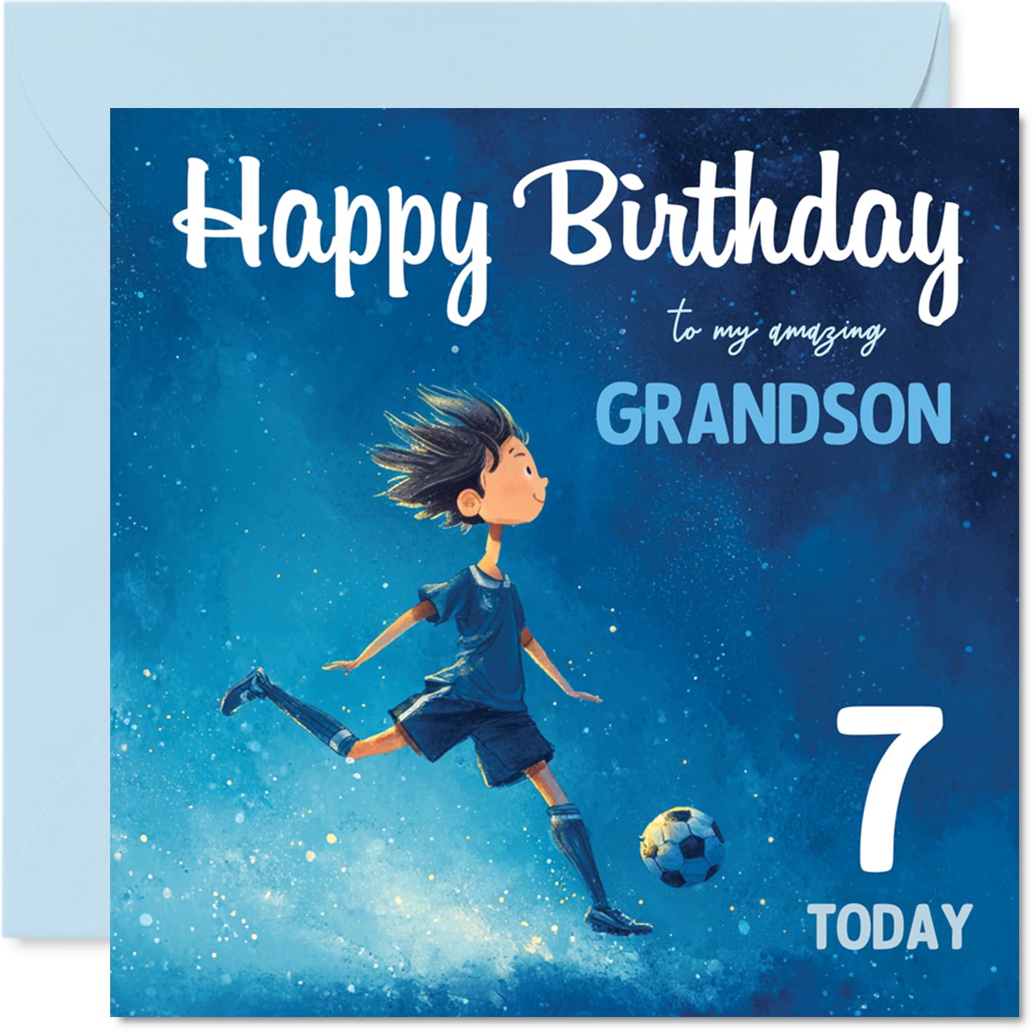 7th Birthday Cards for Boys - Football Boy - Happy Birthday Card for 3 Year Old Boy Grandson Grandchild, 145mm Bday Greeting Cards