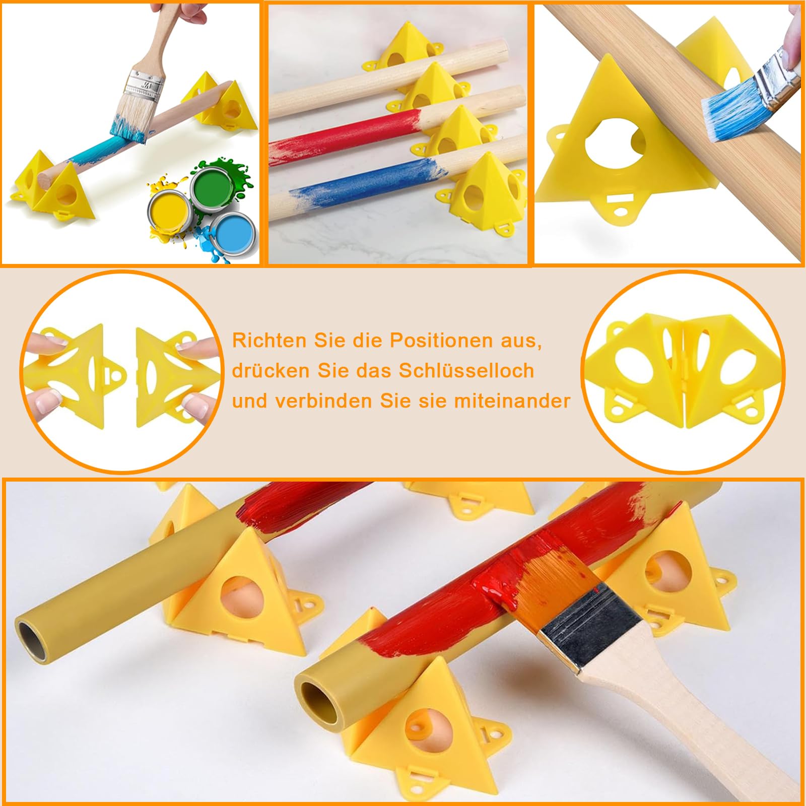 Supporti a Piramide per Pittore 40 Pezzi Giallo Cono Tela Triangolo di Vernice Alzateper Ante Supporto Pittura Perforata Legno Mobili Stand Porta Dell'armadio