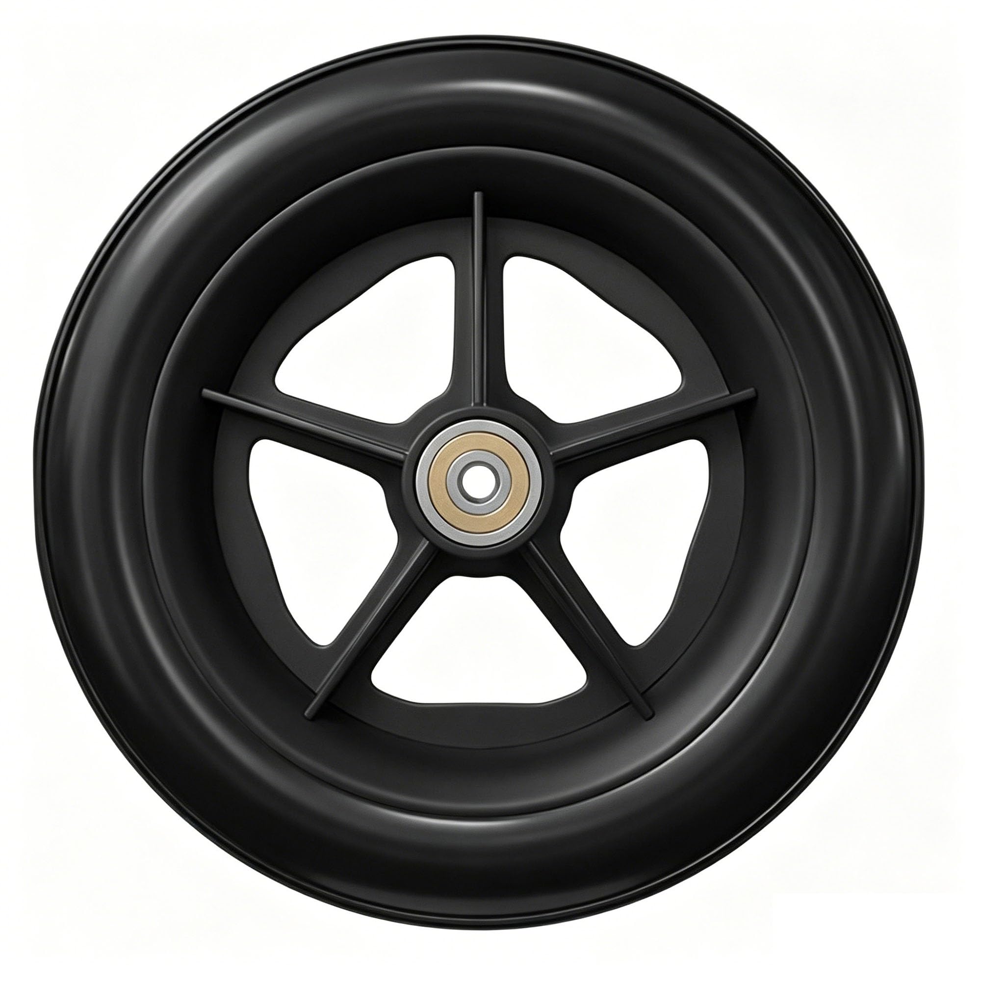 Genterun Black Wheelchair Front Wheel, Solid Tire, With Bearing(,7In)