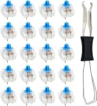 Joyan Lot de 20 Commutateurs Mécaniques Bleus avec Extracteur, Switch Clavier Gaming Tactile et Clic Précis, Remplacement Facile pour Claviers Mécaniques et DIY, Accessoires PC Bureau et Jeu
