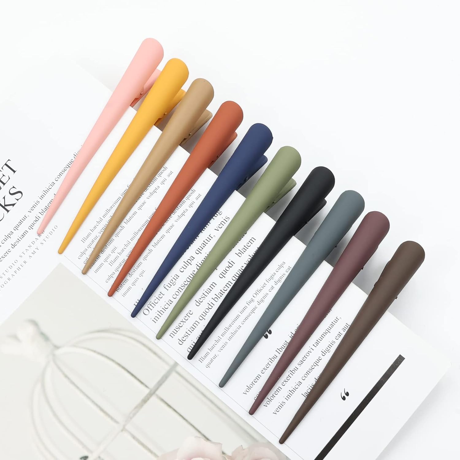 Diversa Matte Duck Teeth Hair Claws Durable Non-Slip Alligator Clip Big Matte Hair Claw For Women Styling Salon | Juda Hair Cone | (Multi Colour (PACK OF 12 PCS))