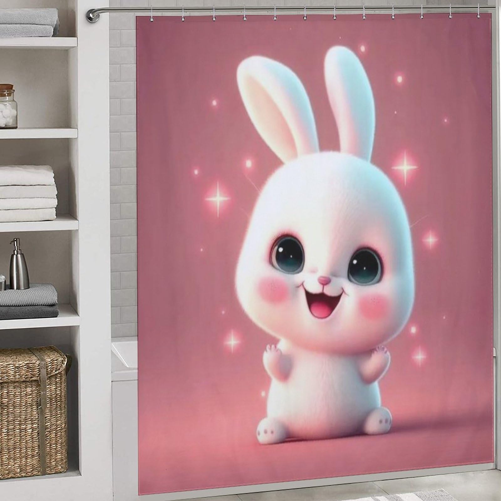 Lapin rideau de douche tissu imperméable avec crochets 183x183