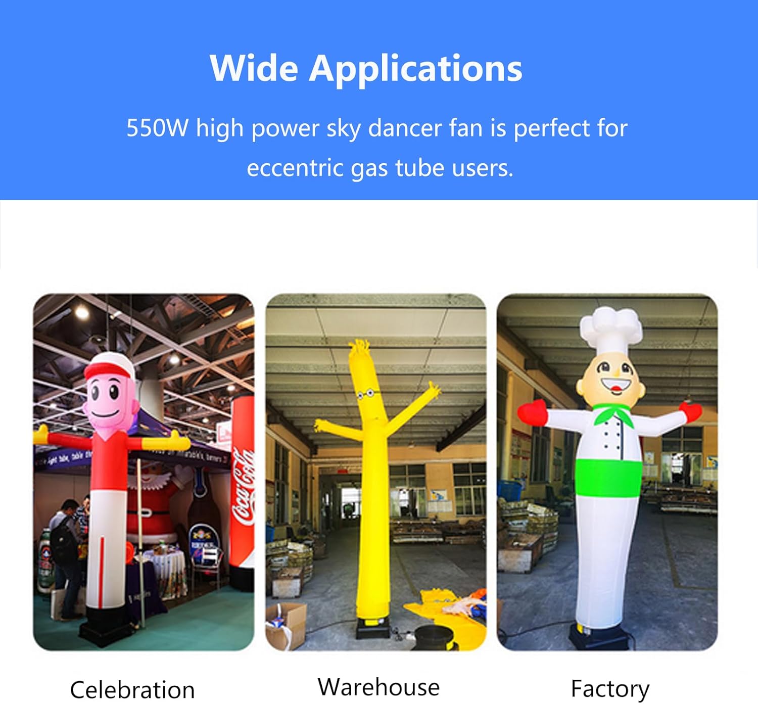 550W Weather-Resistant Air Blower Fan Blower for Sky Dancers Wacky Waving Inflatable Tube Man (18" Diameter)