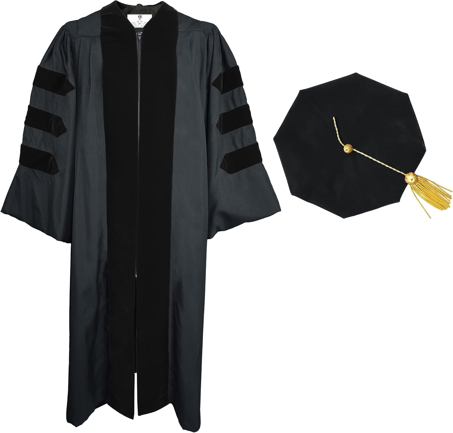 GradPlaza Unisex Graduation Doctoral Gown and 8 Side Tam no Piping