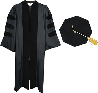 GradPlaza Unisex Graduation Doctoral Gown and 8 Side Tam no Piping