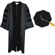 GradPlaza Unisex Graduation Doctoral Gown and 8 Side Tam no Piping