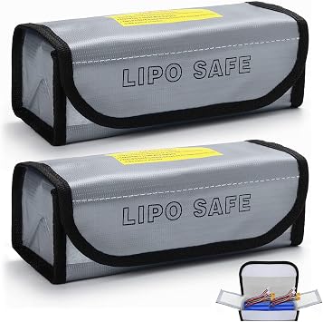 2PCS Lipo Battery Safe Bag, Fireproof Protection, Explosion-Proof, Battery Safety Guard Case, Charge Protection Bag, 18.5 x 7.5 x 6 cm