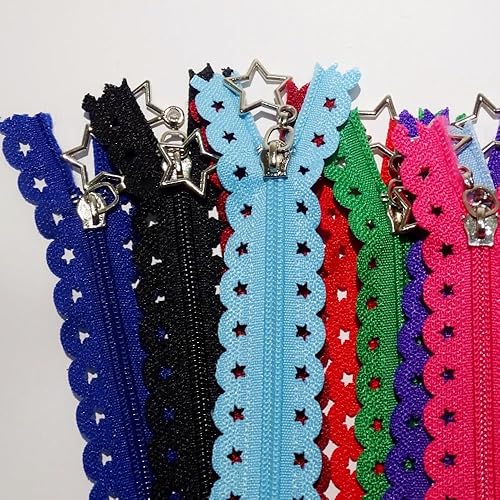 Miniatura 5 de 20 cremalleras de nailon en forma de estrella de varios tamaños, cierres de encaje cerrados para manualidades, costura, vestidos, bolsas de cama