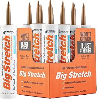 Sashco 10018 100 Percent Acrylic Latex Big Stretch High Performance Caulk, 10.5oz Cartridge, Woodtone (Case of 12)