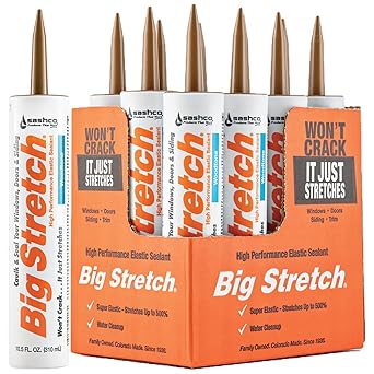 Sashco Big Stretch Acrylic Latex High Performance Caulking Sealant, 10.5 Ounce Cartridge, Woodtone (Pack of 12)