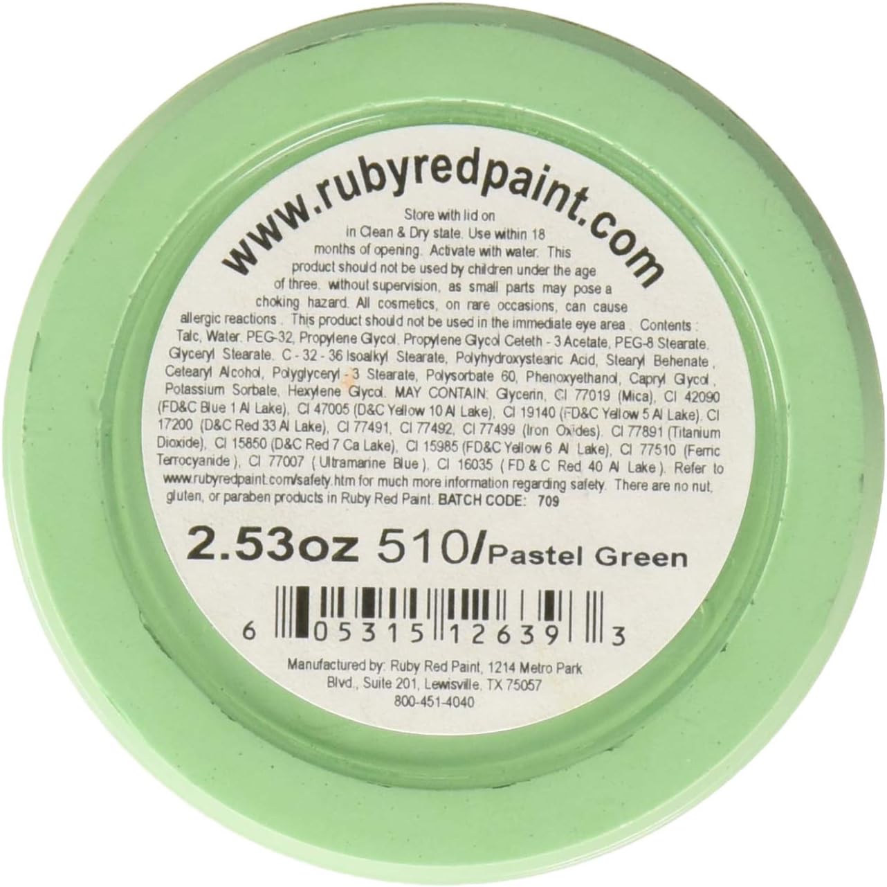 Ruby Red Paint Face Paint, 75ML - Pastel Green