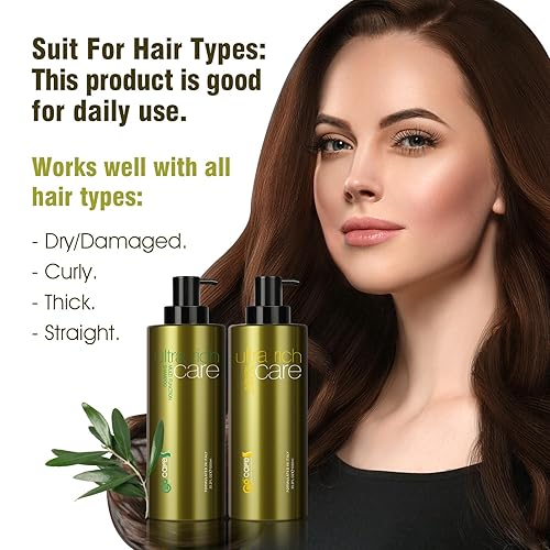 Miniatura 4 de Juego de champú y acondicionador de aceite de argán natural sin sulfato de 35.2 onzas, cuidado del cabello ultrarich para cabello rizado seco