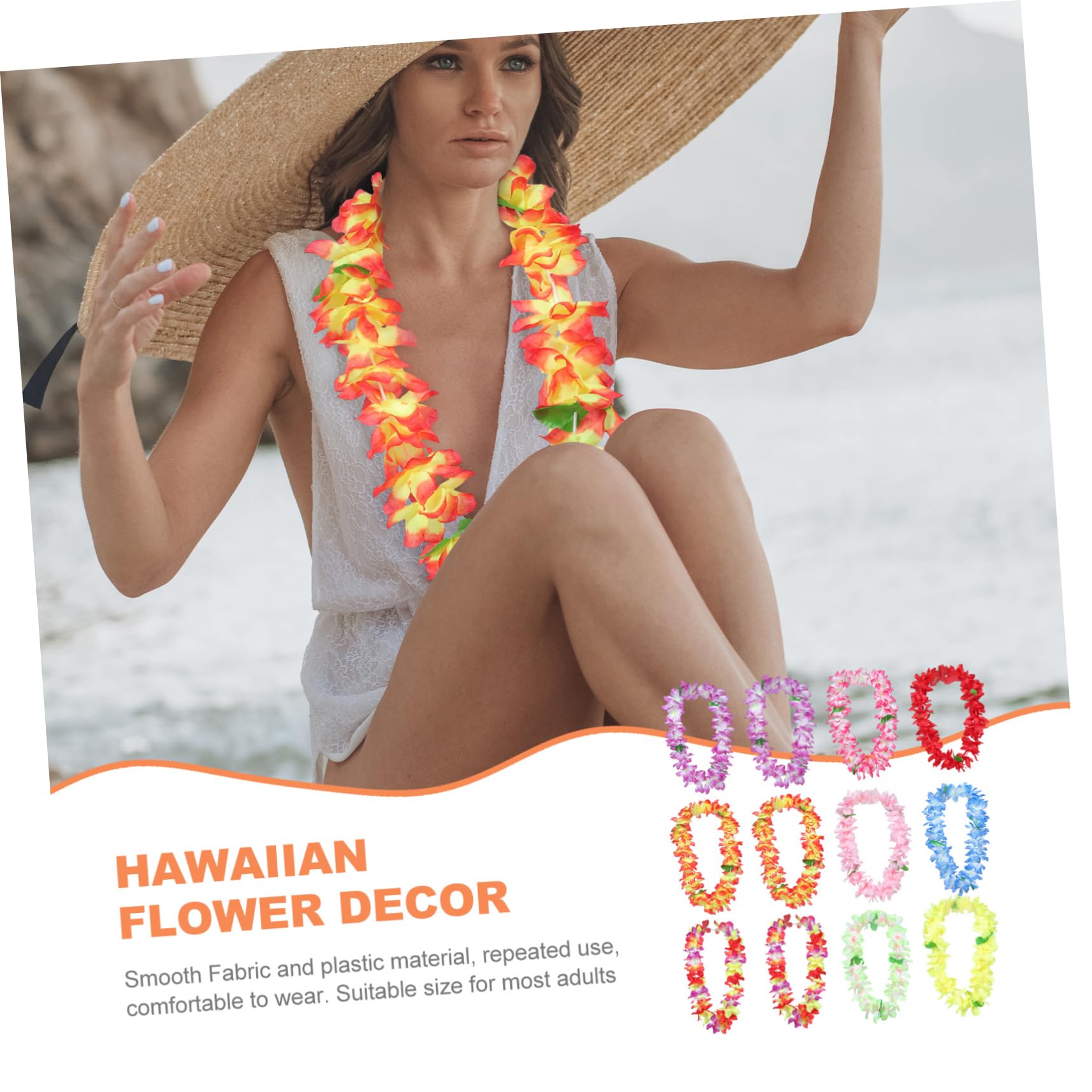TEHAUX 12piezas Collar Hawaiano Guirnaldas Hawaianas Decoración Floral Hawaiana Guirnalda De Verano Adulto