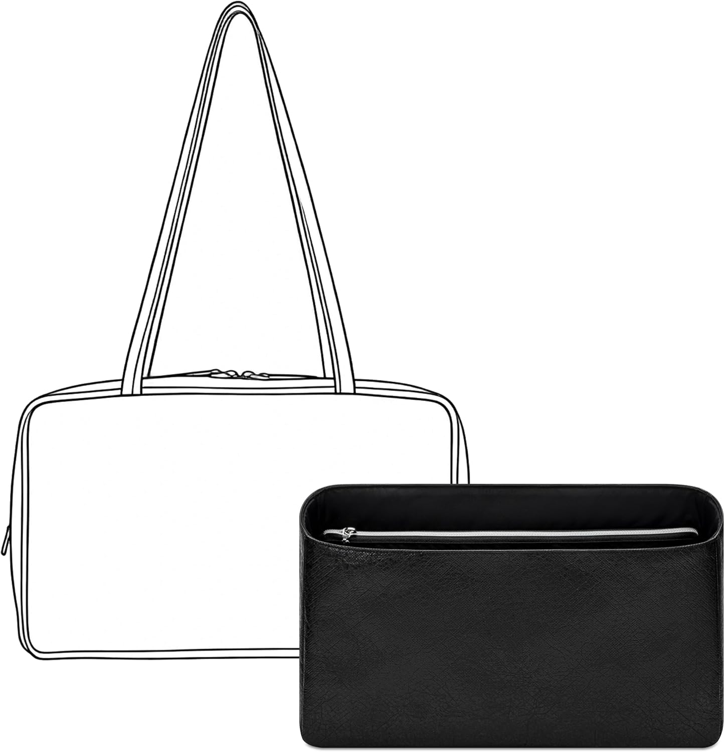 Purse Organizer Insert for The Row Astra Bowling Bag, Custom Fit Inside Premium Lightweight Water Resistant Handbag Insert with Zipper(Matte Black)