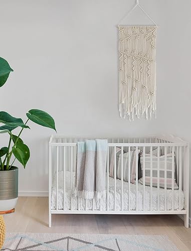 Miniatura 4 de Winterdemoon Cortina de macramé para colgar en la pared, decoración bohemia con cuentas, decoración de pared de macramé, decoración de pared de