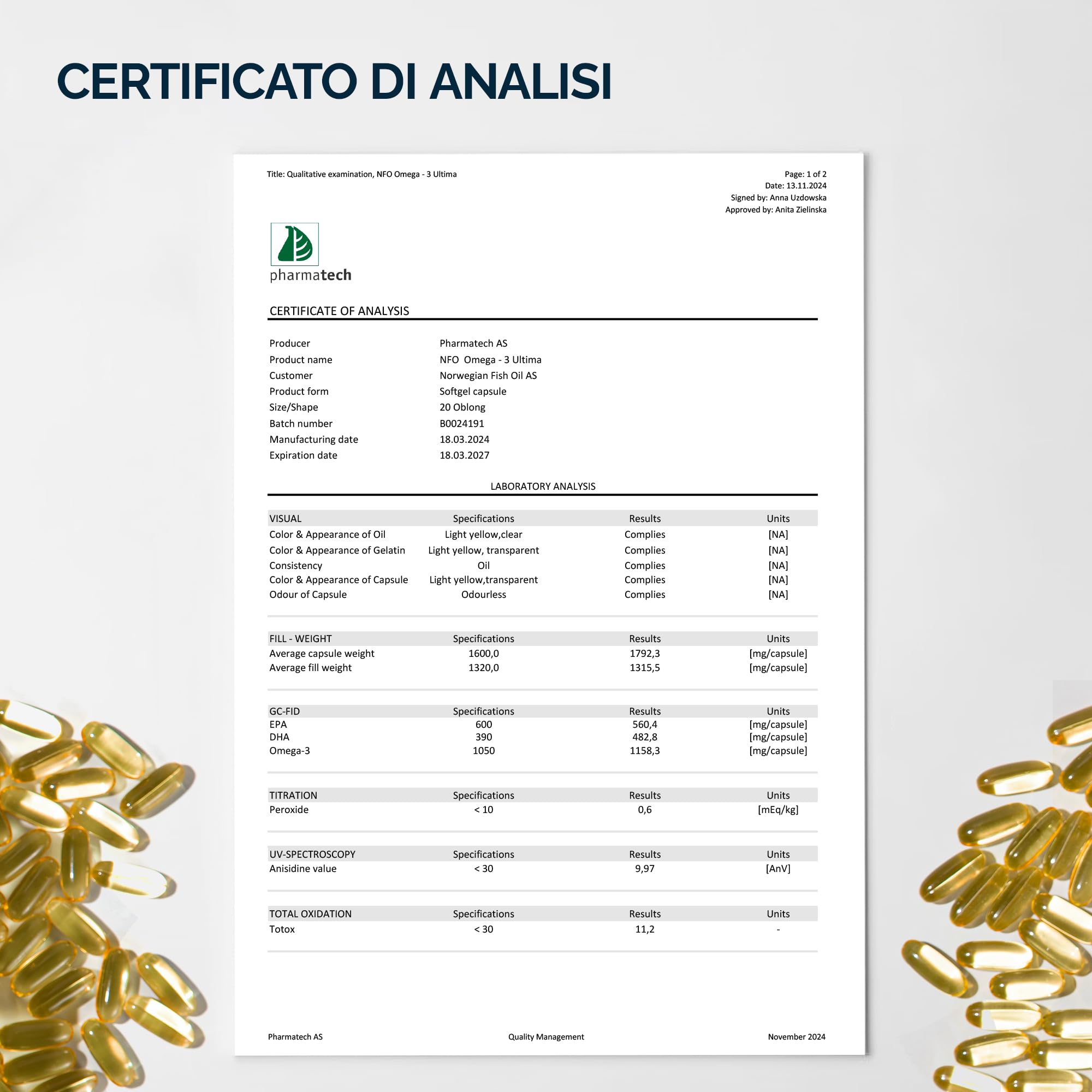 NFO Omega 3 Ultima - 120 Capsule Olio di Pesce Norvegese Alta Concentrazione EPA DHA, 1 Capsula ad Alta Dose con Vitamina E, Alta Purezza, Senza OGM
