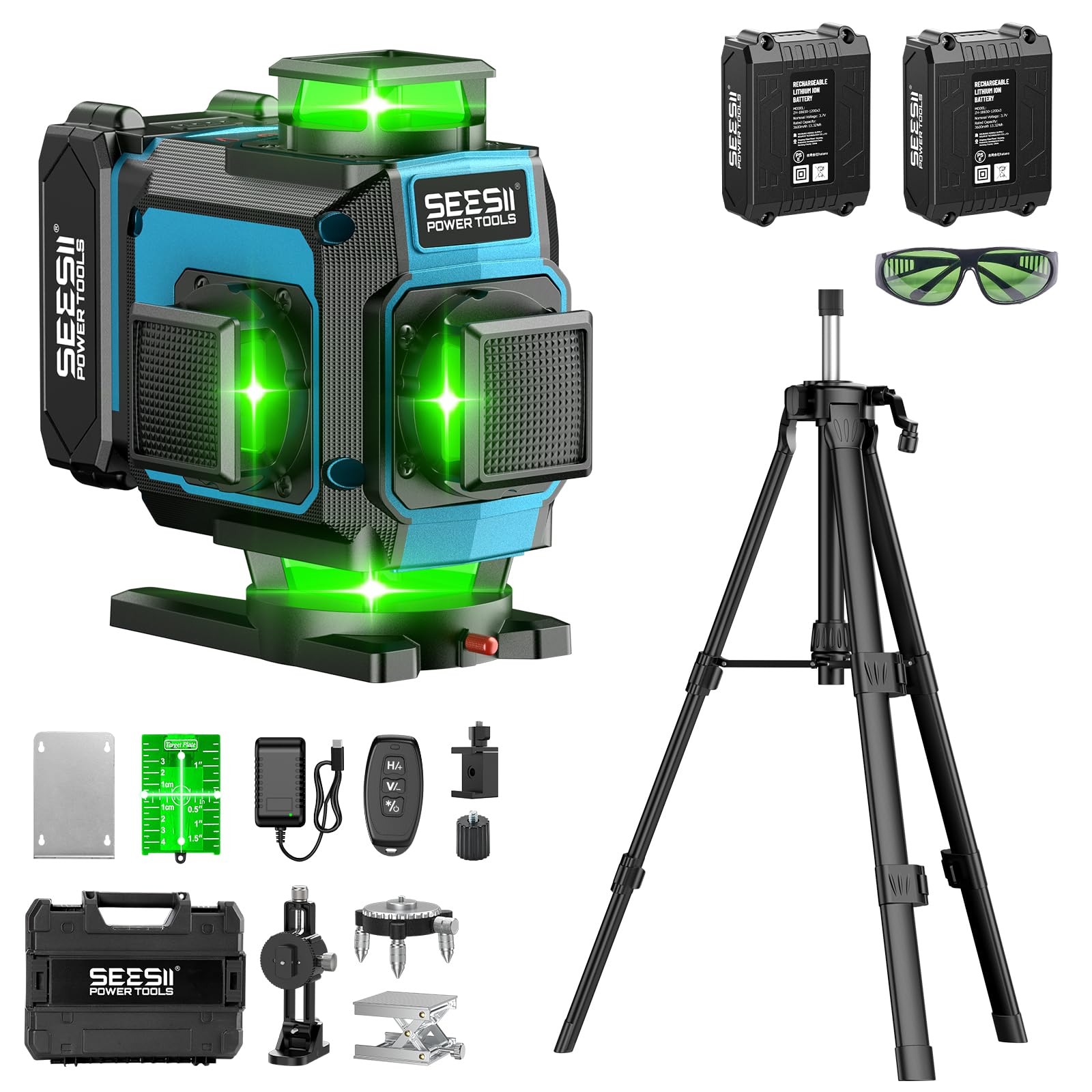Amazon | SEESII レーザー墨出し器 グリーンレーザー 水平器 4x360° 16