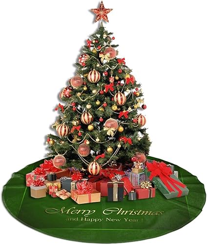 Miniatura 4 de Falda de árbol de Navidad para suministros de fiesta de Navidad, decoración de alfombra grande para árbol de Navidad, campanas verdes doradas,