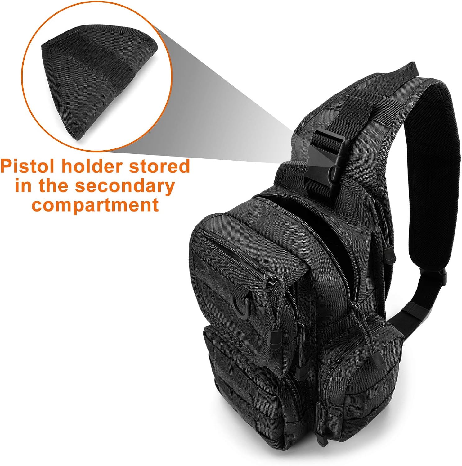 G4Free Tactical EDC Sling Bag Pack with Pistol Holster Sling Shoulder Assault Range Backpack for Concealed Carry(Black) : Sports & Outdoors