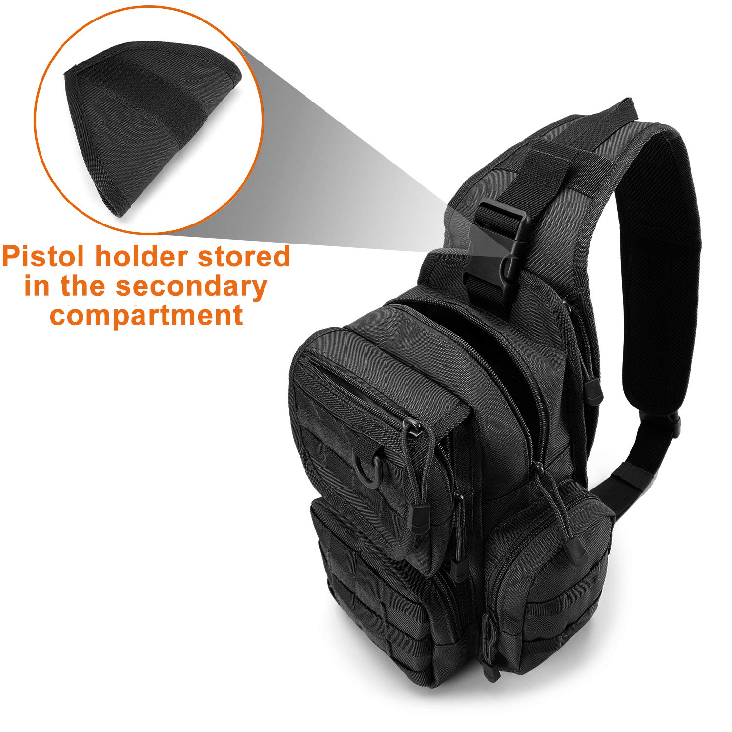G4Free Tactical EDC Sling Bag Pack with Pistol Holster Sling Shoulder