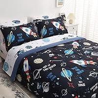 Vista 12 de Wajade Juego de edredón de 7 piezas con lazo azul para niñas, juego de ropa de cama tamaño individual con sábana y 2 fundas de almohada, 2 fundas