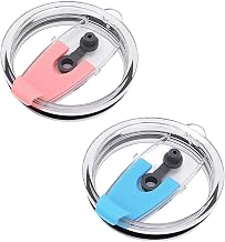 2 Pcs Replacement Tumbler Lids, PIVHWIR Cover Replacemen Spill-Proof Splash Resistant Travel Mug Lid Fits for Inner Diameter 3.15 INCH Yeti Rambler, Ozark Trail, Old Rtic（Blue+Pink）（20 OZ）