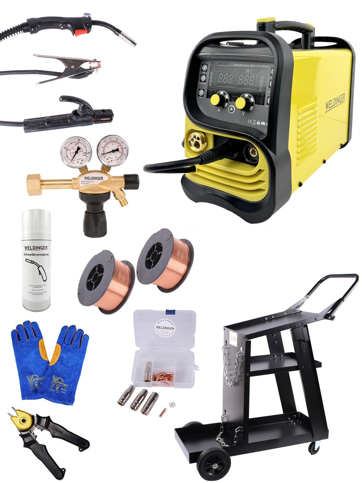 WELDINGER MEW 161 SYN eco MIG/MAG-Schweißinverter + Zubehörset