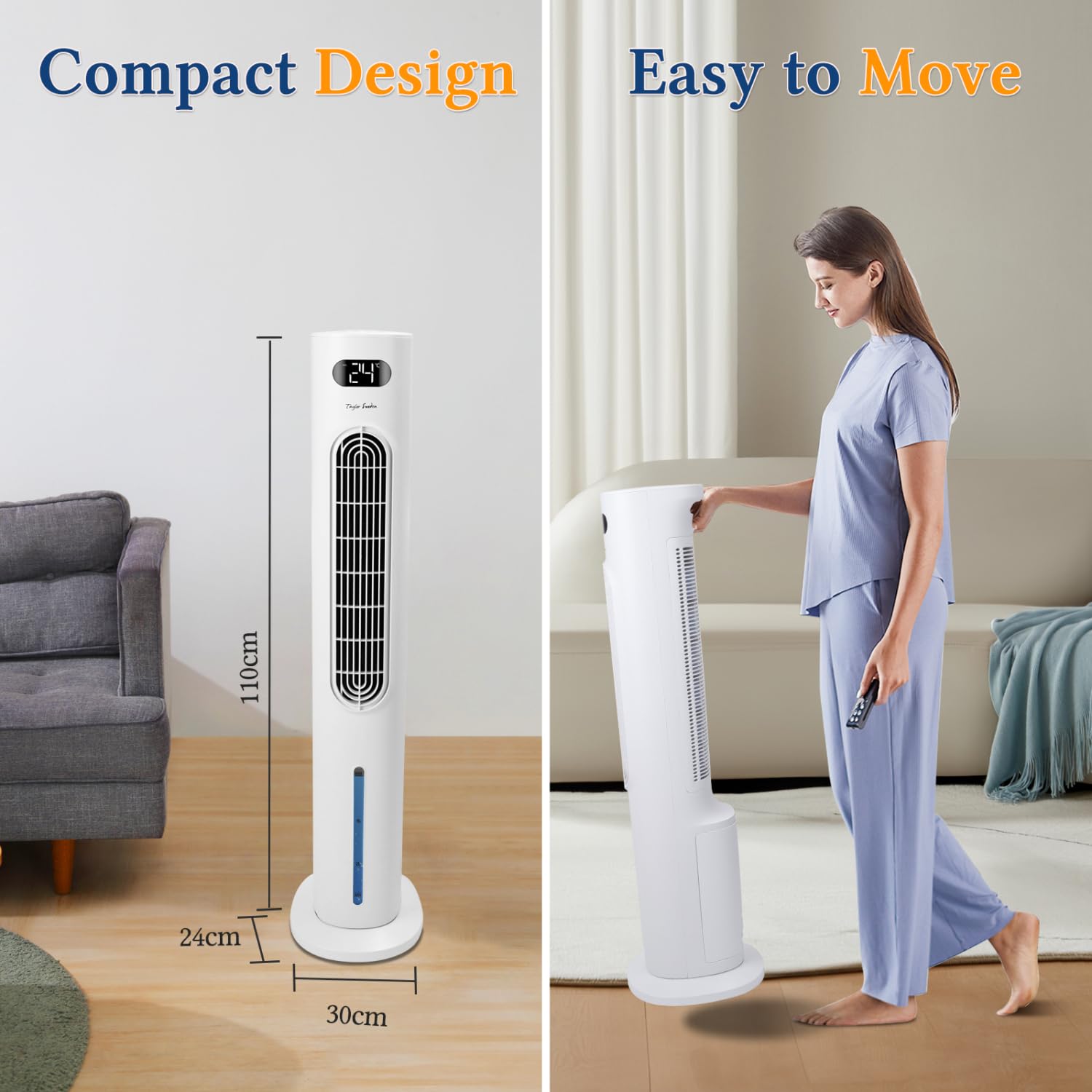 Taylor Swoden 3 in 1 raffrescatore d'aria portatile, Raffrescatore evaporativo silenzioso con serbatoio da 6 l, timer da 12 ore, 3 modalità, 3 velocità, telecomando, oscillazione, 95 W,…