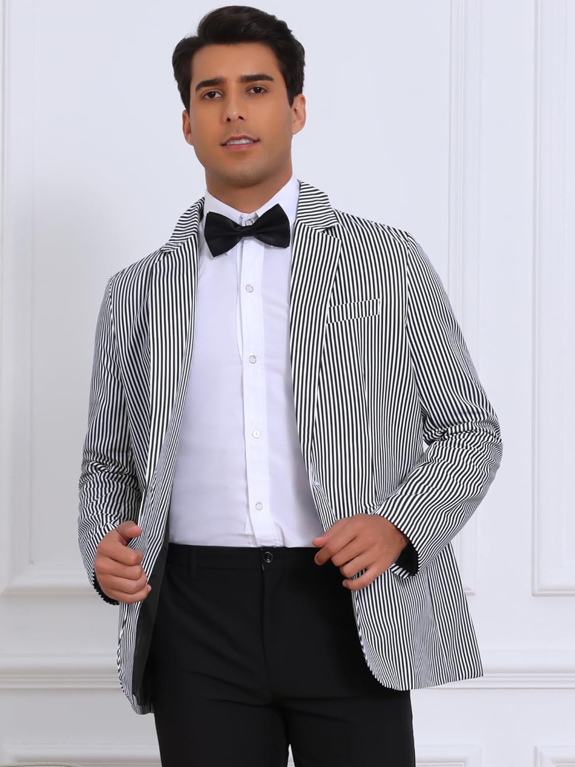 Lars Amadeus Stripes Blazer for Men's Single Breasted Sport Coat Business Striped Suit Jacket - Image 2