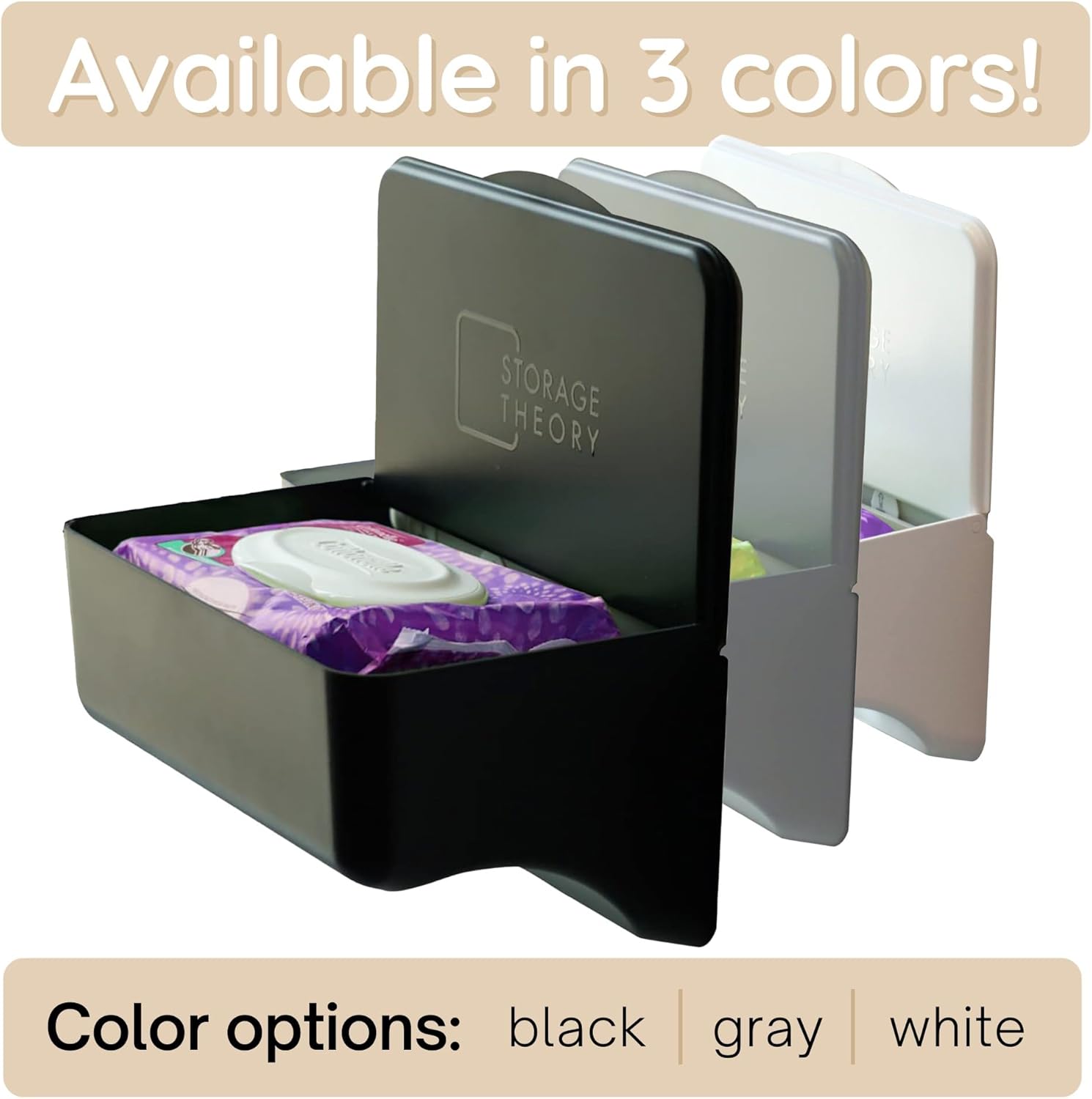 White Peel and Stick Bathroom Wipe Holder with Shelf