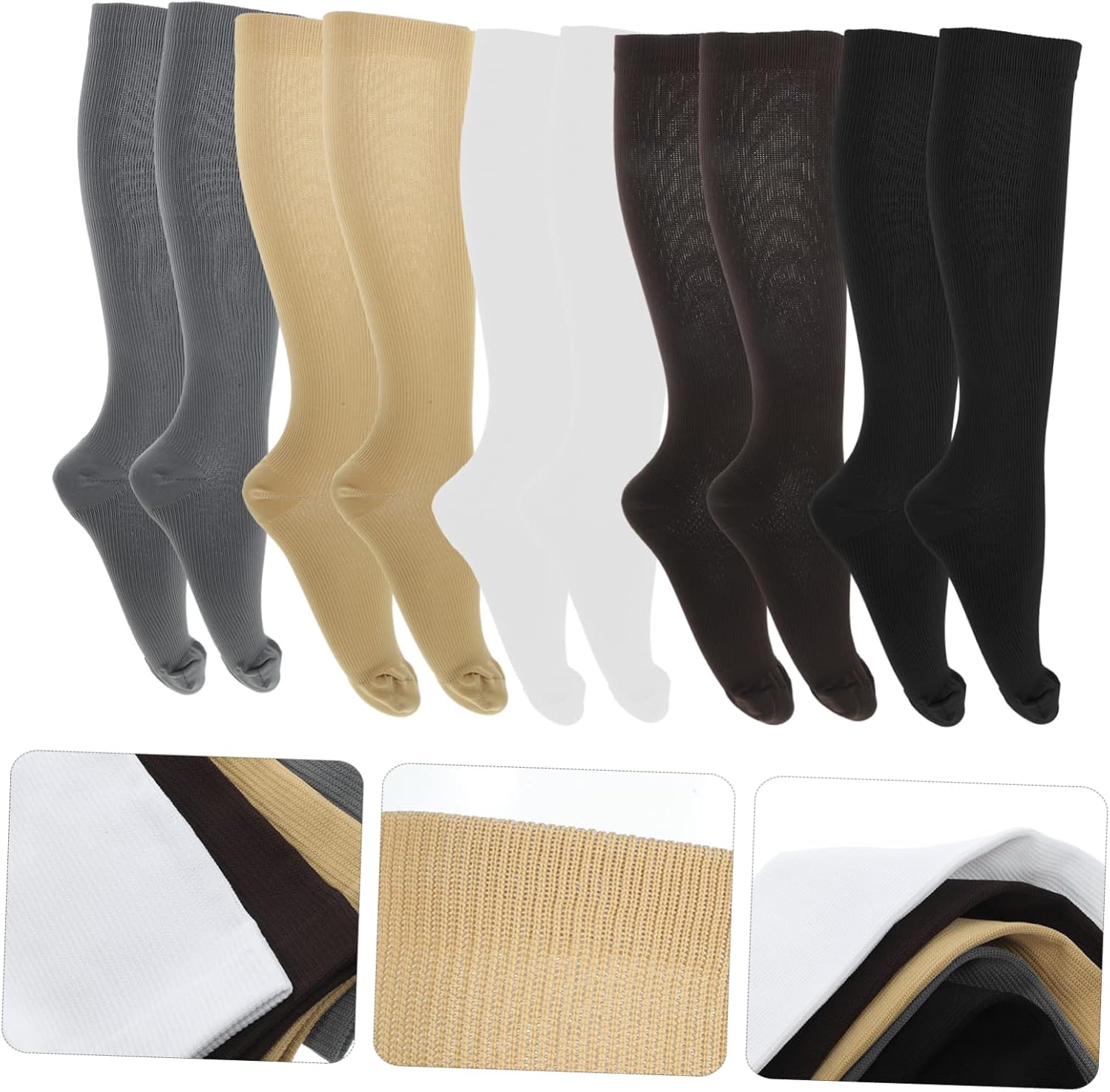 Mikinona 5 Pairs of High-Performance Compression Calf Socks for Outdoor Sports Breathable Comfortable and Supportive L/XL for Running and Cycling