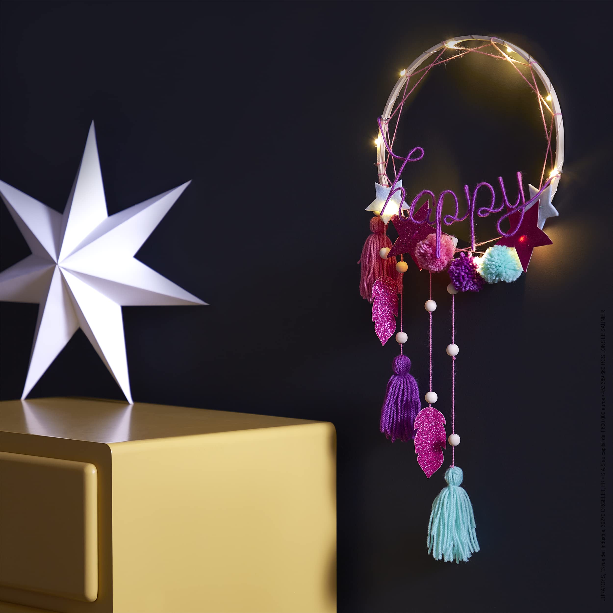 Janod - Happy Wall Light to Make - Les Ateliers Déco - Kid'S Creative Leisure Kit - Teaches Fine Motor Skills and Creativity - Ages 8 and Up, J07927