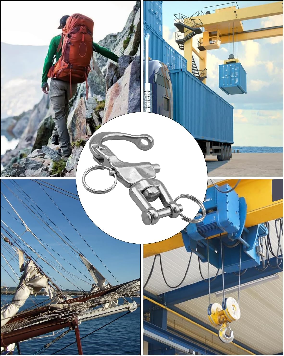 4 PCS Snap Shackle 316 Stainless Steel, Swivel Jaw Quick Release Hook, Sailing Halyard Rigging Shackle, Heavy Duty Marine Hardware - Image 5