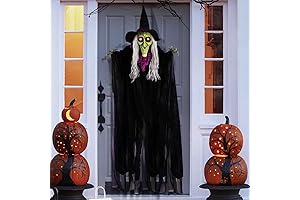 59” Halloween Hanging Animated Witch Decoration with Sound