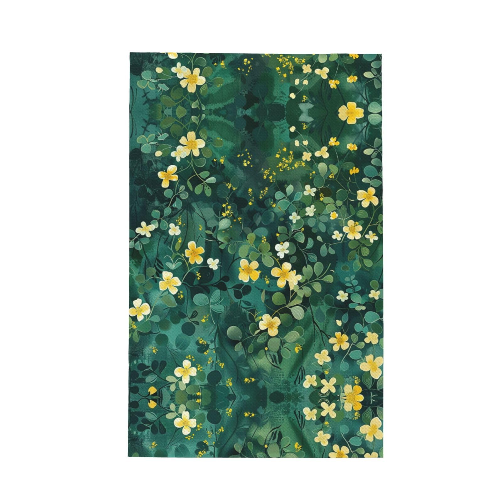 Xxahnbm Black Hazy Lemon Leafy Thicket Print Waffle Kitchen Towel,Absorbent Hand Towel
