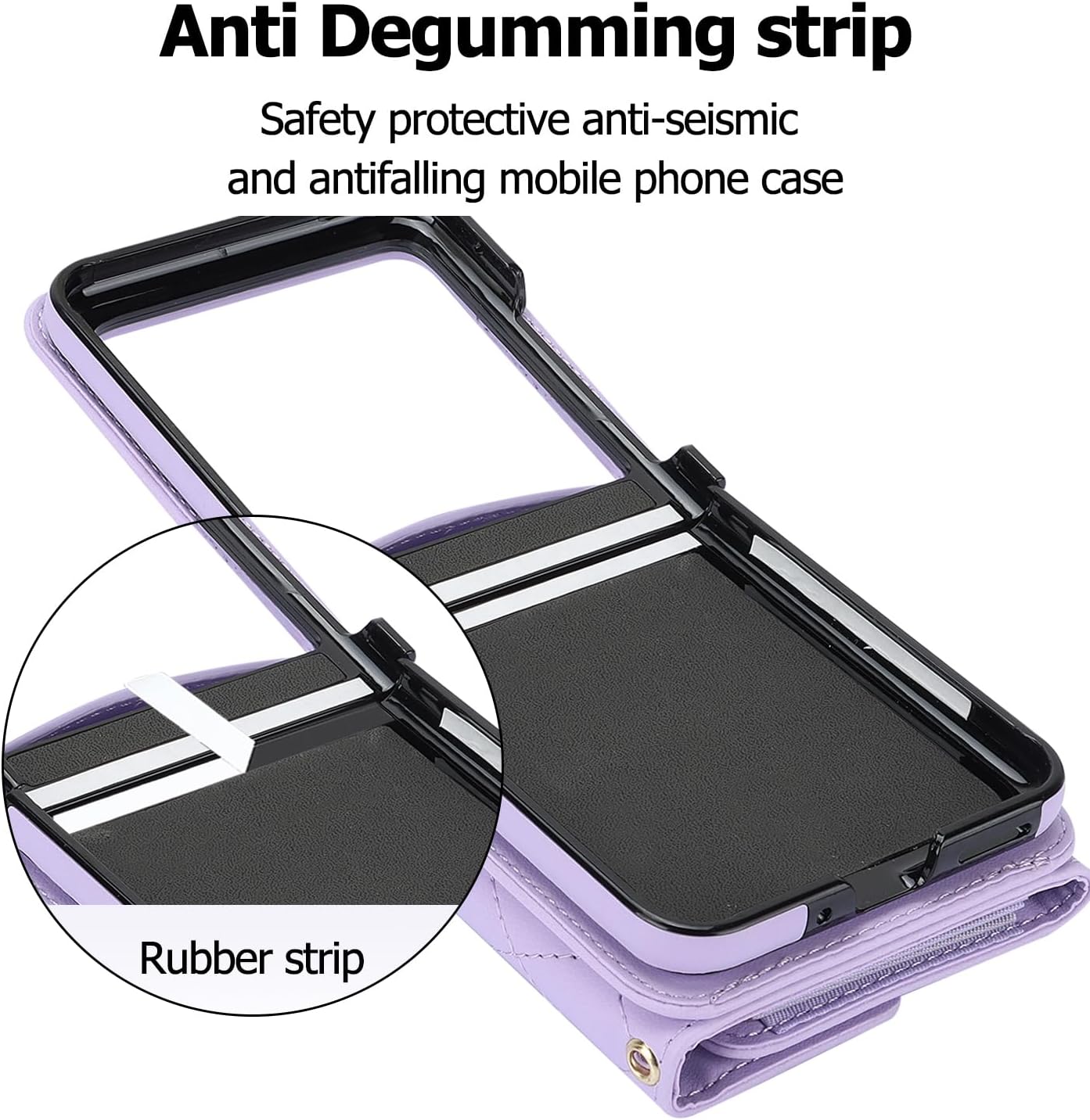 for Samsung Galaxy Z Flip 7 Accordion Crossbody Wallet Case, 4 Card Slots, RFID Blocking, and Adjustable Strap - Stylish and Versatile Accessory.(Purple)