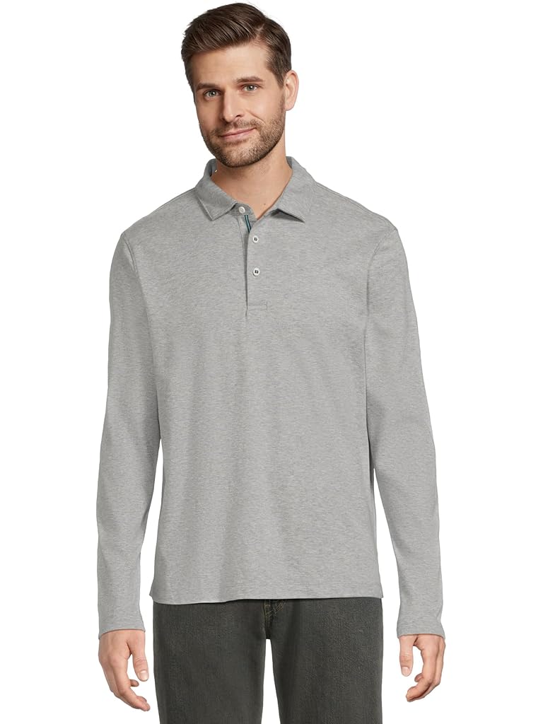 Gray UNTUCKit Long Sleeve Wrinkle Free Damaschino Polo