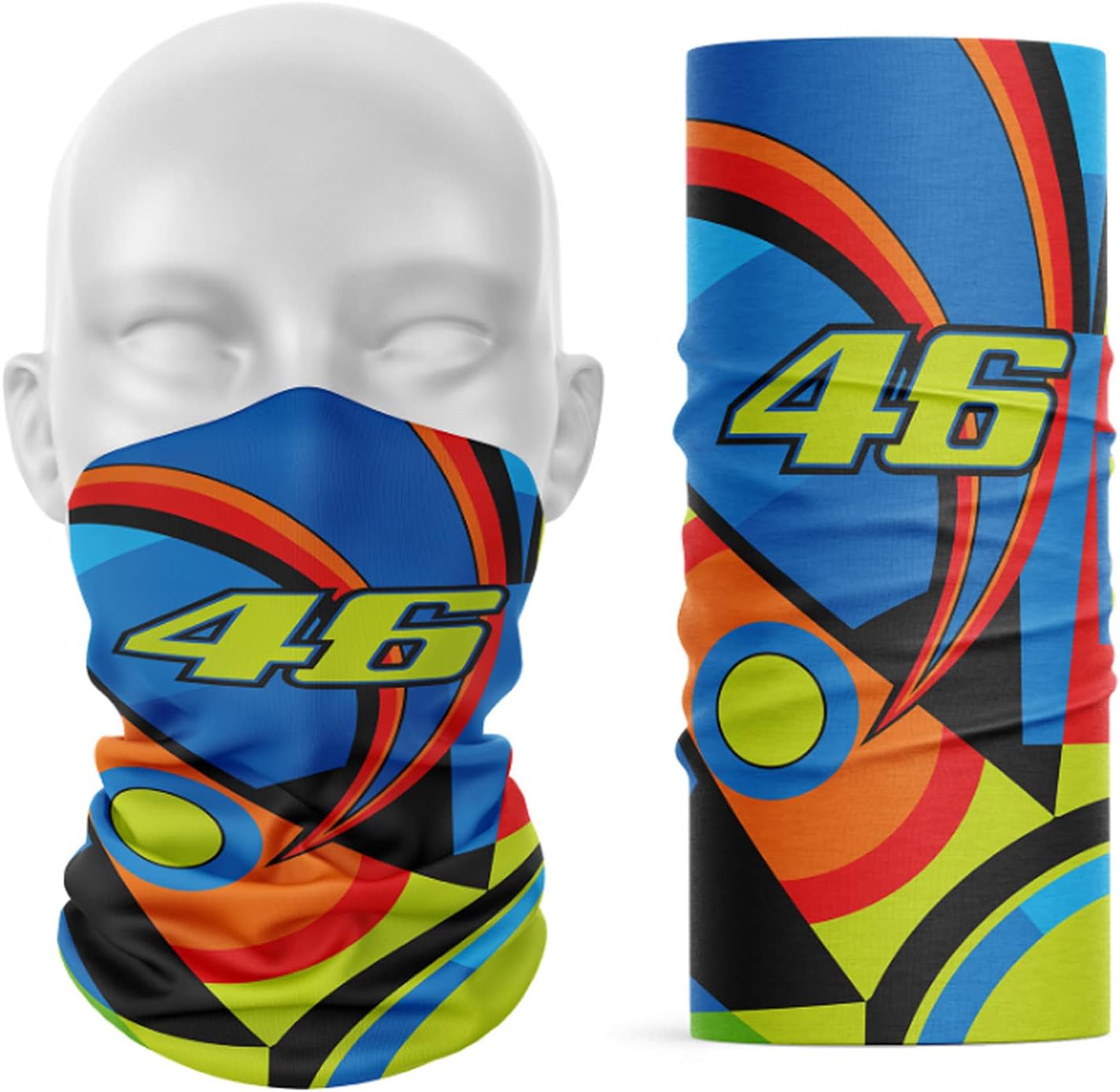 1pcs Motorcycle Face Mask VR46 Valentino Rossi MotoGP Neck Gaiter Shield Scarf Bandana Seamless UV Protection (D)
